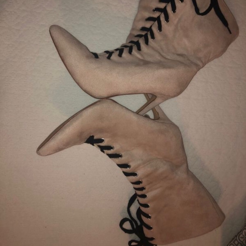 pink suede lace up boots